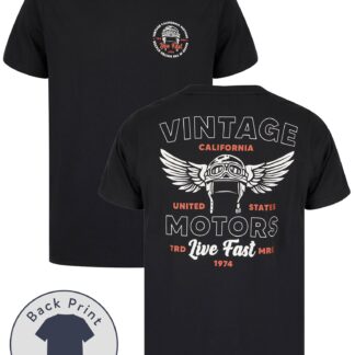 T-Shirts Cali Motors Back Print Motif Cotton Jersey T-Shirt in Jet Black - South Shore / S - Tokyo Laundry