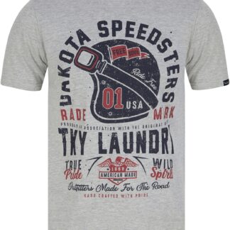 T-Shirts Dakota Speedsters Motif Cotton Jersey T-Shirt in Light Grey Marl / S - Tokyo Laundry