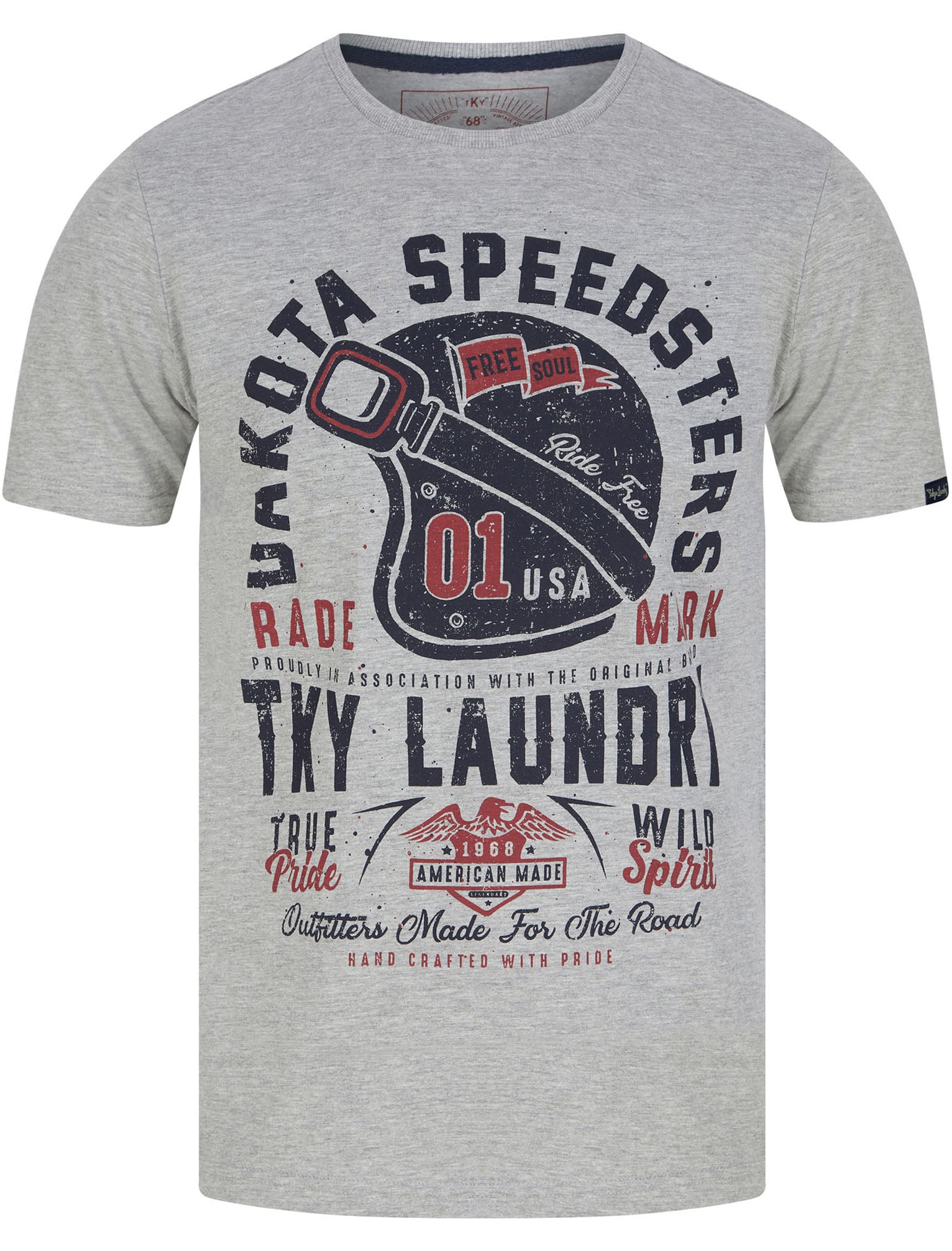 T-Shirts Dakota Speedsters Motif Cotton Jersey T-Shirt in Light Grey Marl / S - Tokyo Laundry