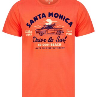 T-Shirts Drive Surf Motif Cotton Jersey T-Shirt in Hot Coral - South Shore / S - Tokyo Laundry