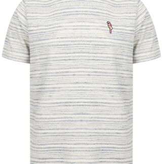 T-Shirts Drop Striped Cotton Jersey T-Shirt with Parrot Motif In Limoges Blue - South Shore / S - Tokyo Laundry