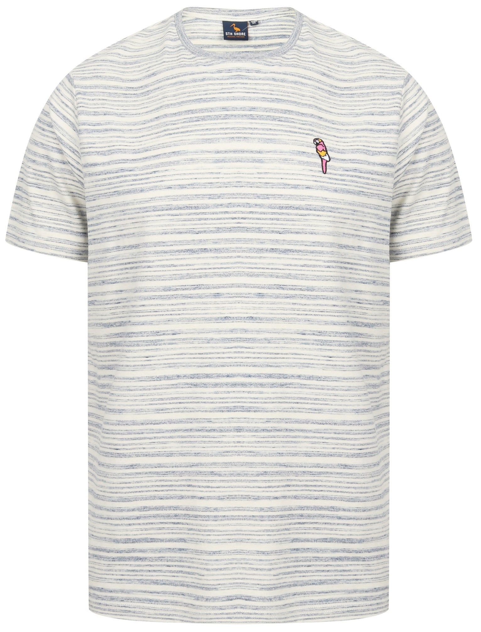 T-Shirts Drop Striped Cotton Jersey T-Shirt with Parrot Motif In Limoges Blue - South Shore / S - Tokyo Laundry