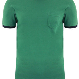 T-Shirts Dunne Textured Crew Neck Ringer T-Shirt with Chest Pocket in Green / S - Tokyo Laundry