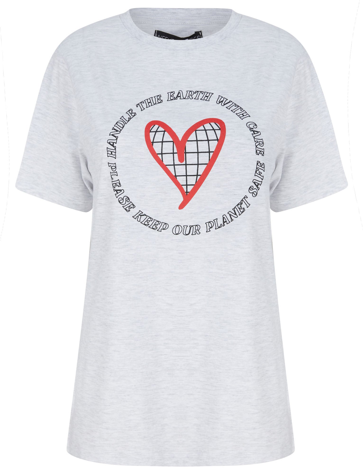 T-Shirts Eco Earth Motif Cotton Jersey T-Shirt in Ice Grey Marl - Weekend Vibes / 12/M - Tokyo Laundry