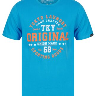 T-Shirts Empire Motif Cotton Jersey T-Shirt in Blithe Blue / S - Tokyo Laundry