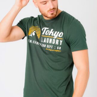 T-Shirts Etherow Motif Cotton Jersey T-Shirt In Jungle Green / S - Tokyo Laundry