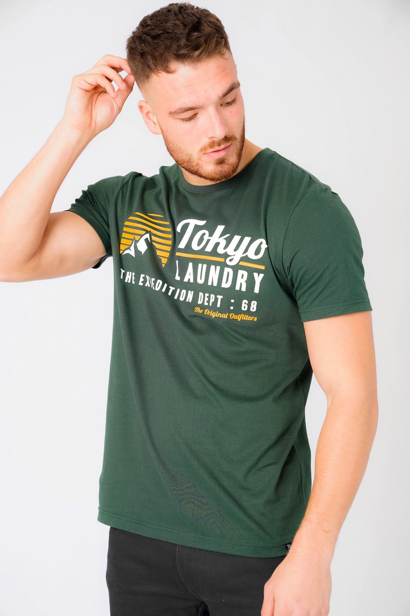 T-Shirts Etherow Motif Cotton Jersey T-Shirt In Jungle Green / S - Tokyo Laundry