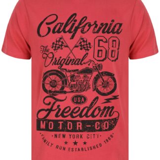 T-Shirts Freedom Motors Motif Cotton Jersey T-Shirt in Garnet Rose - South Shore / S - Tokyo Laundry