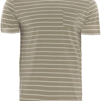 T-Shirts Harry Striped T-Shirt with Chest Pocket in Mushroom / Ecru / S - Tokyo Laundry