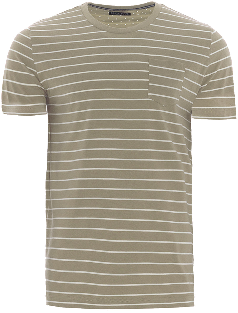 T-Shirts Harry Striped T-Shirt with Chest Pocket in Mushroom / Ecru / S - Tokyo Laundry