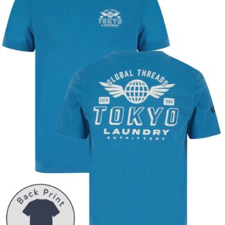 T-Shirts Logger Motif Cotton Jersey T-Shirt in Sea Of Belize / S - Tokyo Laundry