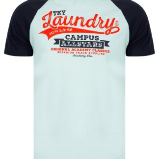 T-Shirts Milwaukee Baseball Style Raglan Sleeve Cotton Jersey Crew Neck T-Shirt in Maritime Blue / S - Tokyo Laundry