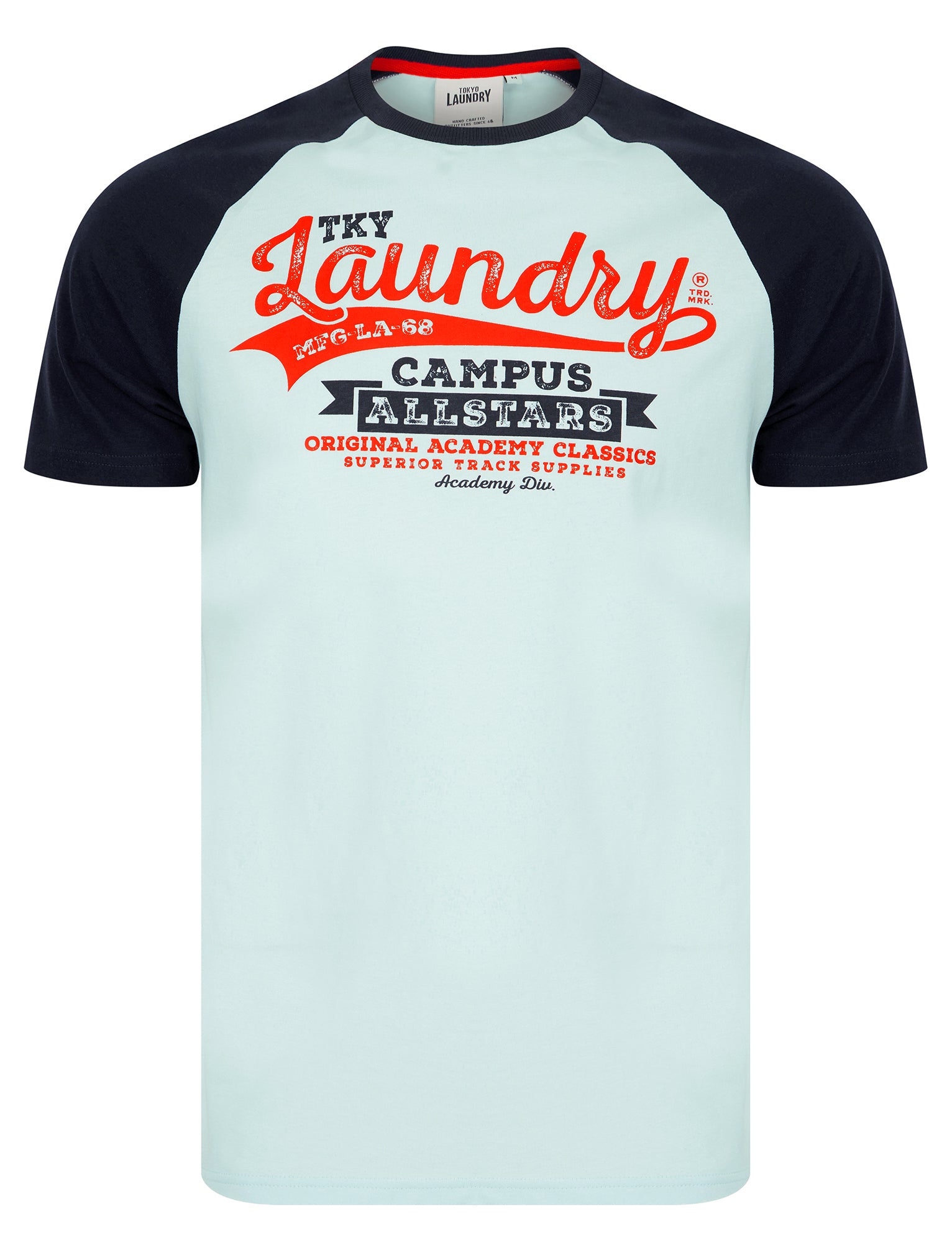 T-Shirts Milwaukee Baseball Style Raglan Sleeve Cotton Jersey Crew Neck T-Shirt in Maritime Blue / S - Tokyo Laundry