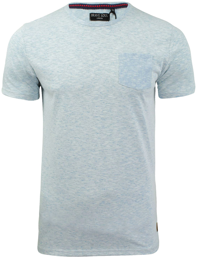T-Shirts Nixon Space Dye Cotton Slub T-Shirt with Chest Pocket in Sea Blue Marl / S - Tokyo Laundry
