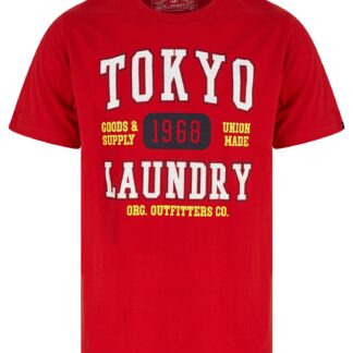 T-Shirts Oakdale Motif Cotton Jersey T-Shirt in Barados Cherry / S - Tokyo Laundry