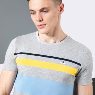 T-Shirts Ormsby Striped Colour Block Cotton T-Shirt In Light Grey Marl - Le Shark / S - Tokyo Laundry