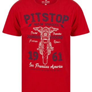 T-Shirts Pitstop Motif Cotton Jersey T-Shirt in Barados Cherry - South Shore / S - Tokyo Laundry