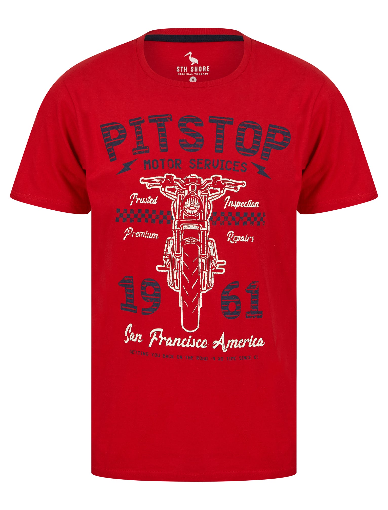 T-Shirts Pitstop Motif Cotton Jersey T-Shirt in Barados Cherry - South Shore / S - Tokyo Laundry