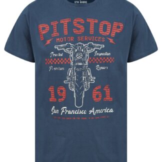 T-Shirts Pitstop Motif Cotton Jersey T-Shirt in Insignia Blue - South Shore / S - Tokyo Laundry