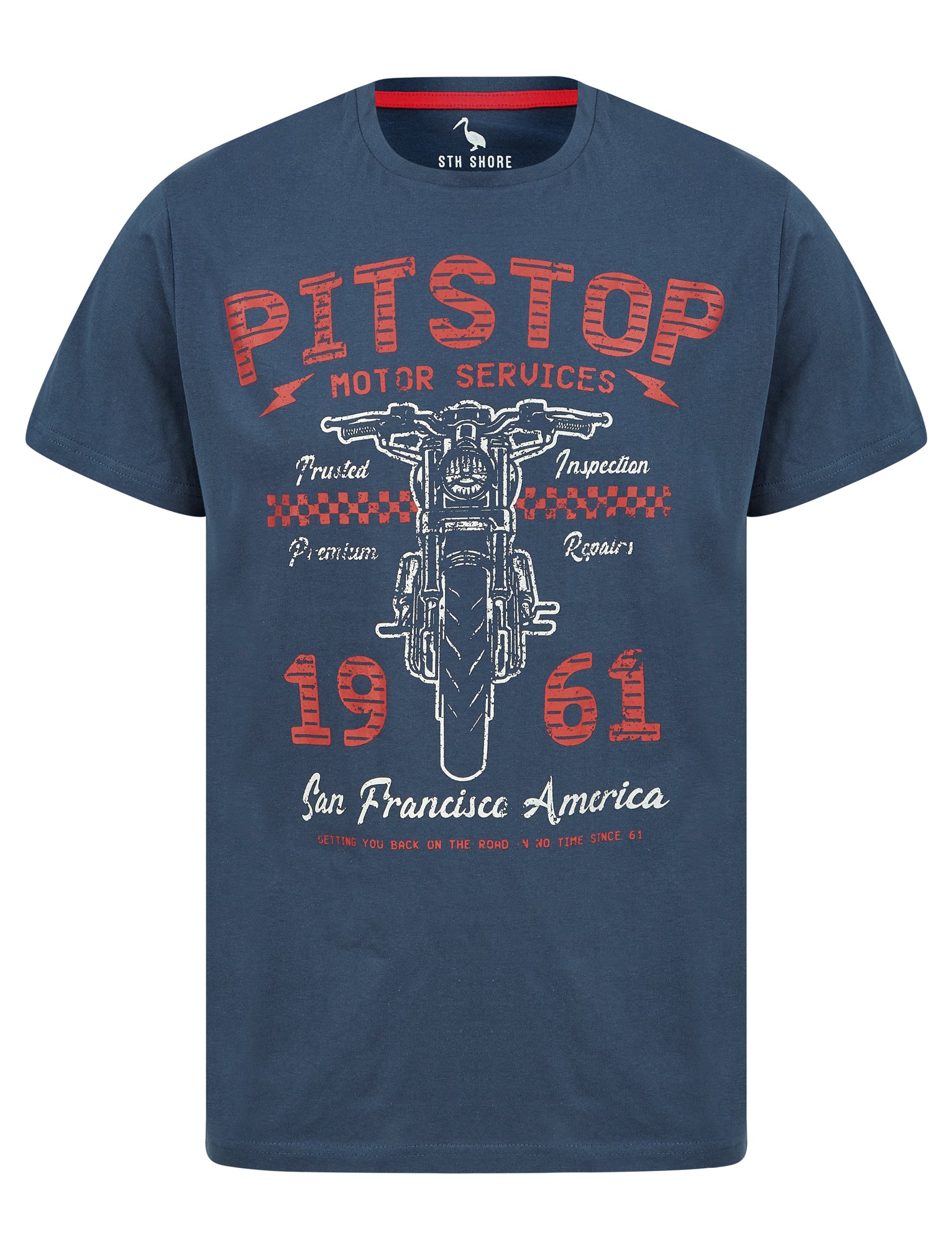 T-Shirts Pitstop Motif Cotton Jersey T-Shirt in Insignia Blue - South Shore / S - Tokyo Laundry