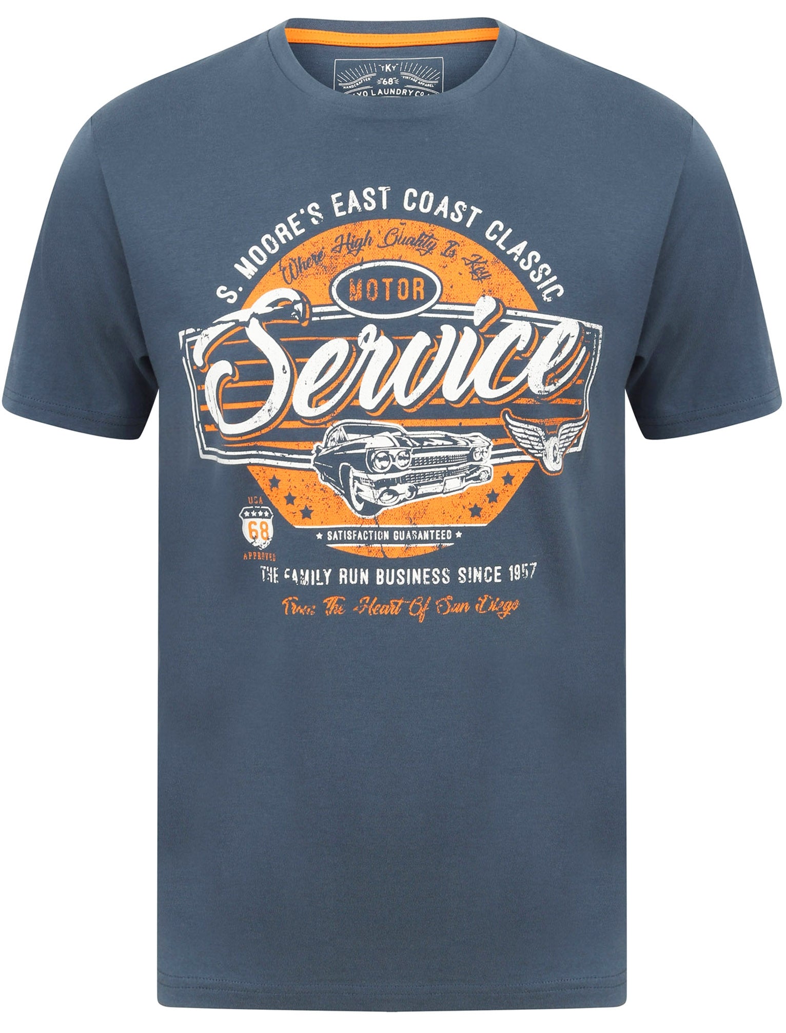 T-Shirts San Service Motif Cotton T-Shirt In Dark Denim / S - Tokyo Laundry