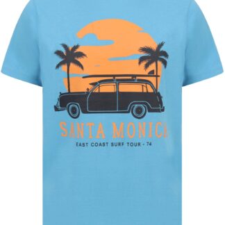 T-Shirts Santa Monica Motif Cotton Jersey T-Shirt in Azure Blue - South Shore / S - Tokyo Laundry