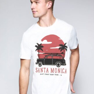 T-Shirts Santa Monica Motif Cotton Jersey T-Shirt in Snow White - South Shore / S - Tokyo Laundry