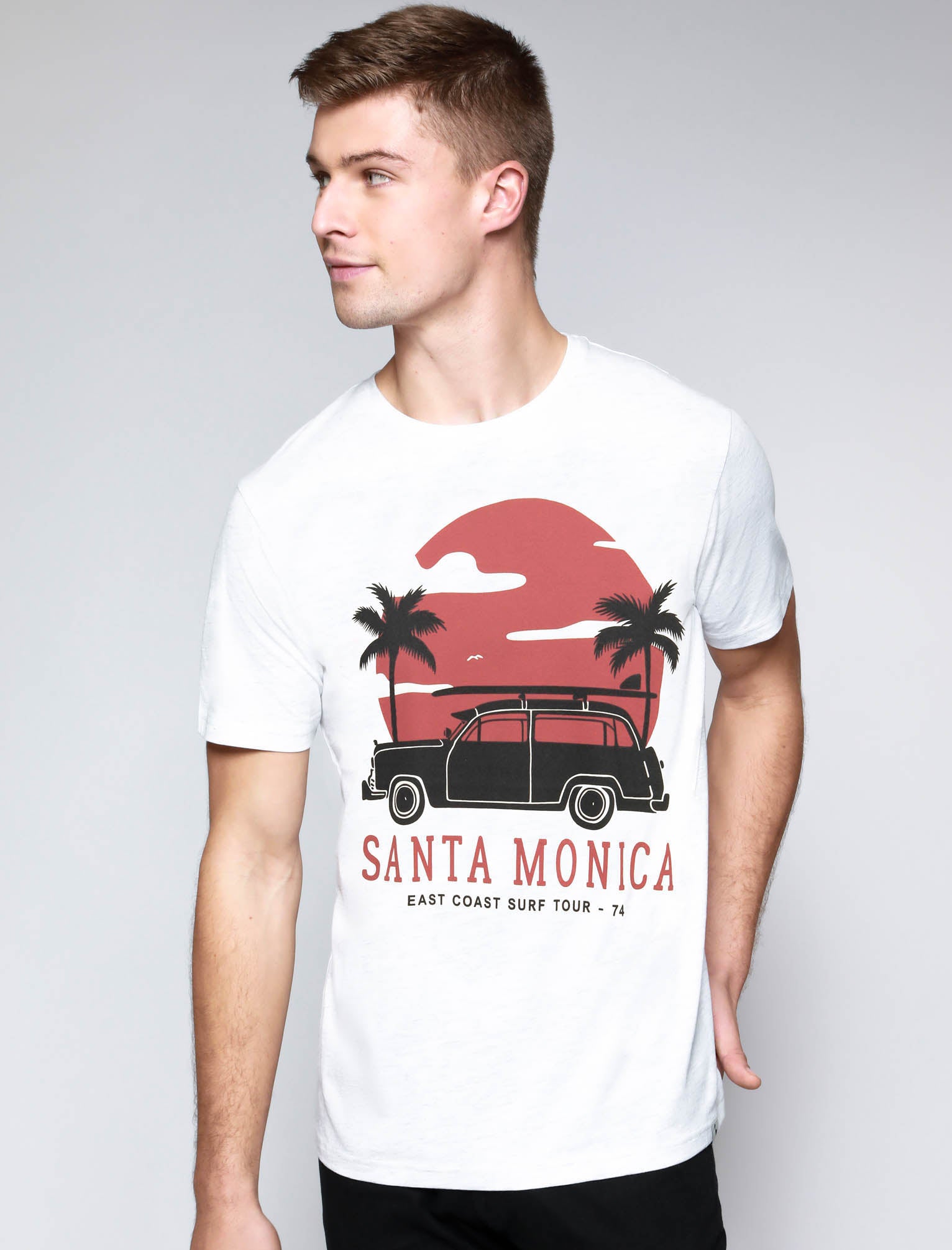 T-Shirts Santa Monica Motif Cotton Jersey T-Shirt in Snow White - South Shore / S - Tokyo Laundry