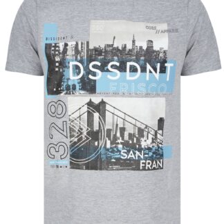 T-Shirts Sisco City Motif Cotton Jersey T-Shirt In Light Grey Marl - Dissident / S - Tokyo Laundry