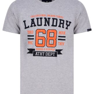 T-Shirts Squad Motif Cotton Jersey T-Shirt in Light Grey Marl / S - Tokyo Laundry