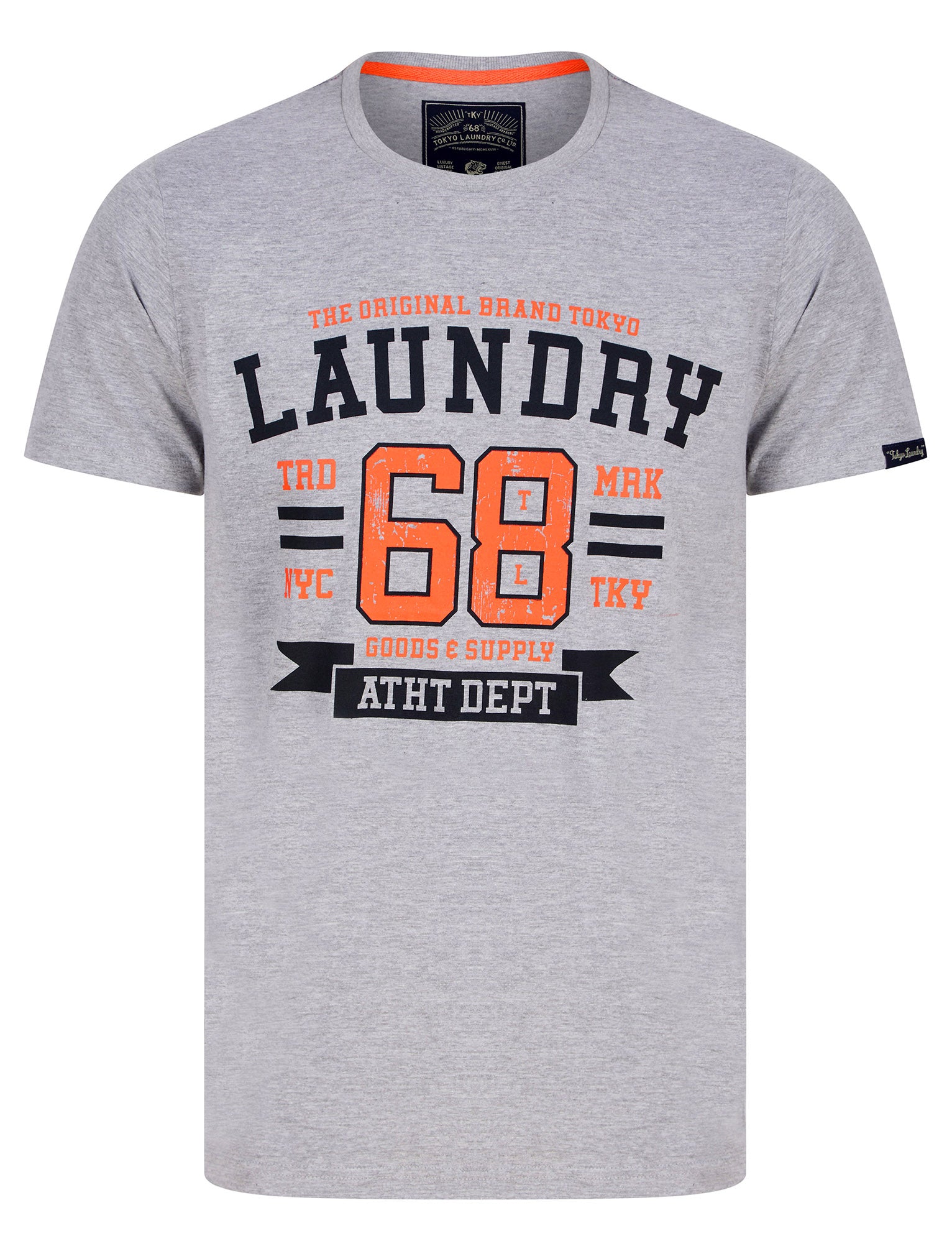 T-Shirts Squad Motif Cotton Jersey T-Shirt in Light Grey Marl / S - Tokyo Laundry