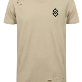 T-Shirts St Abran Longline Cotton T-Shirt with Rips in Silver Cloud - Saint & Sinner / XS - Tokyo Laundry