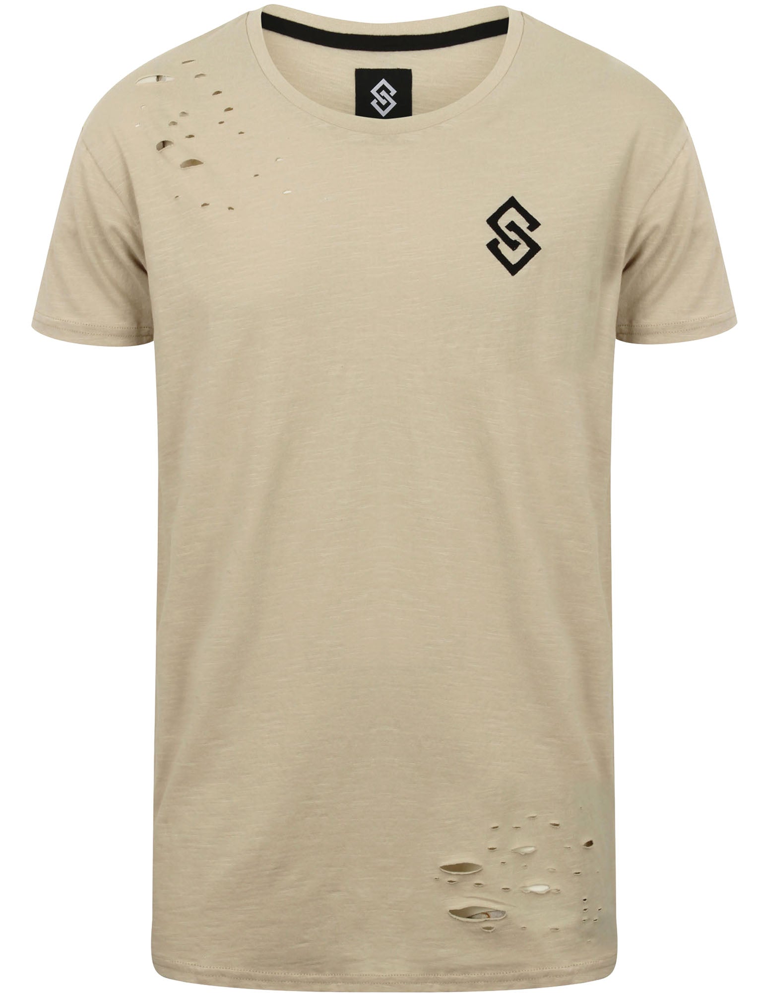 T-Shirts St Abran Longline Cotton T-Shirt with Rips in Silver Cloud - Saint & Sinner / XS - Tokyo Laundry