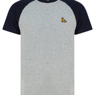 T-Shirts Stutfield Contrast Sleeve Cotton Baseball T-Shirt in Light Grey Marl - Kensington Eastside / S - Tokyo Laundry