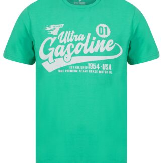 T-Shirts Texas Gasoline Motif Cotton Jersey T-Shirt in Aqua Green - South Shore / S - Tokyo Laundry
