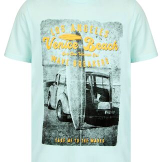 T-Shirts To The Waves Motif Cotton Jersey T-Shirt in Omphalodes Blue - South Shore / S - Tokyo Laundry