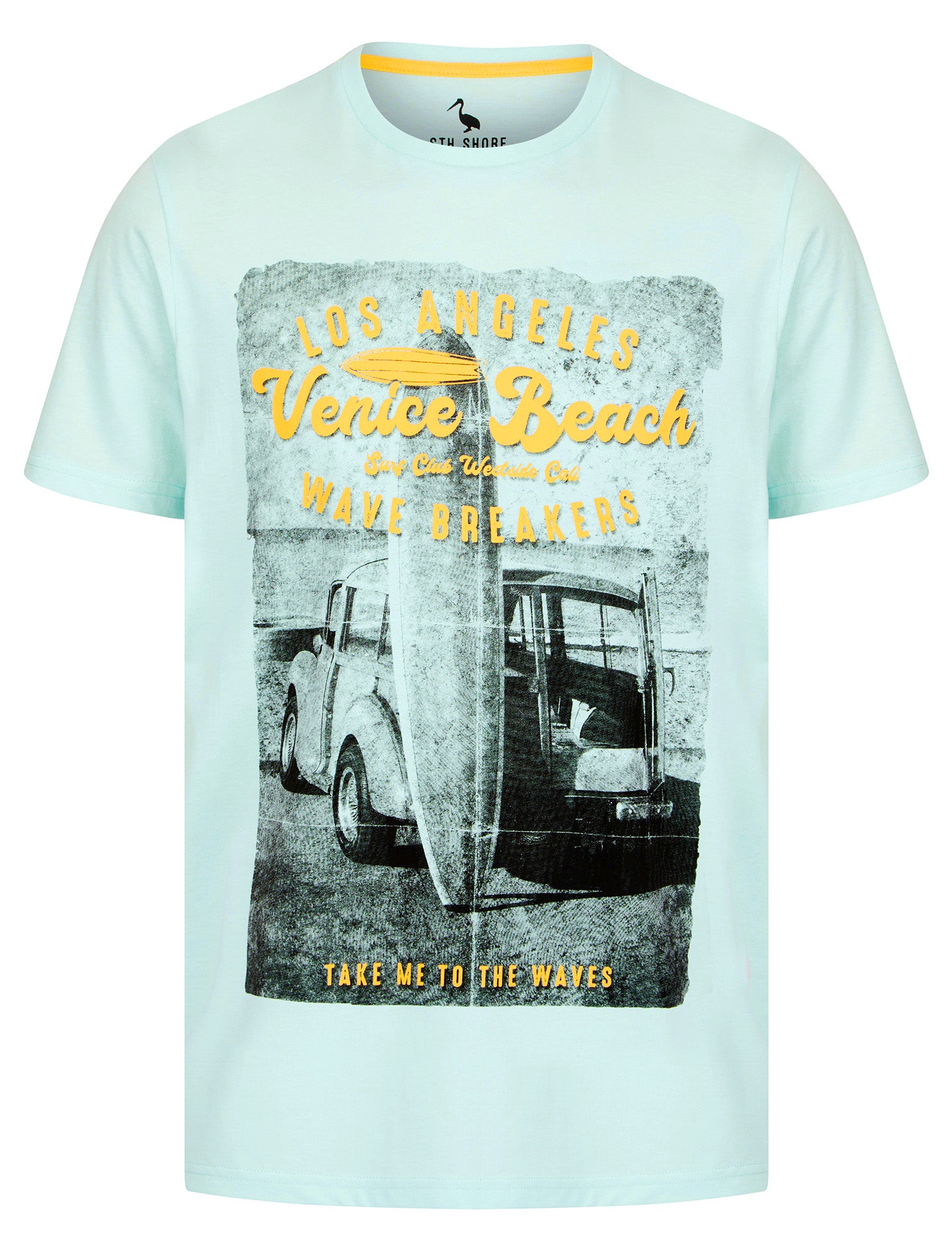 T-Shirts To The Waves Motif Cotton Jersey T-Shirt in Omphalodes Blue - South Shore / S - Tokyo Laundry