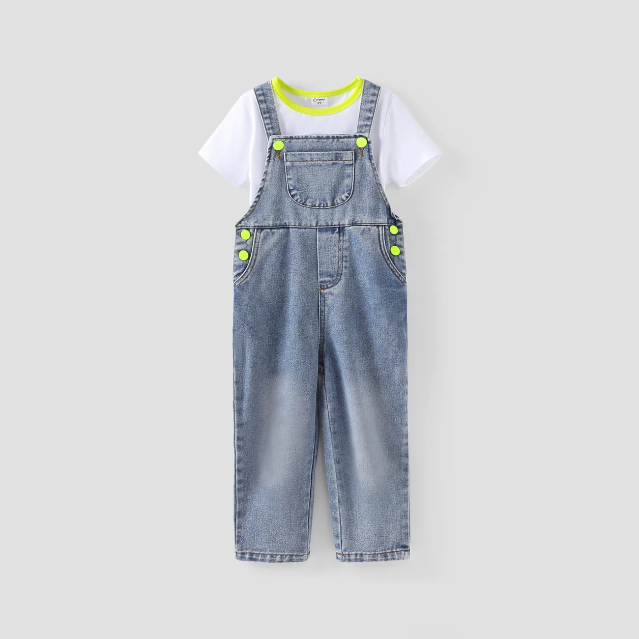 Toddler Boy 2pcs Dino Print Tee and Denim Overalls Set
