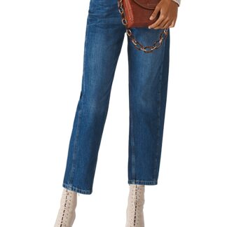 Whistles High-Rise Cropped Barrel-Leg Jeans in Denim