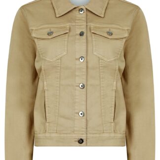Coats / Jackets Feather Women's Stretch Cotton Denim Jacket in Taupe - Amara Reya / 10 - Tokyo Laundry