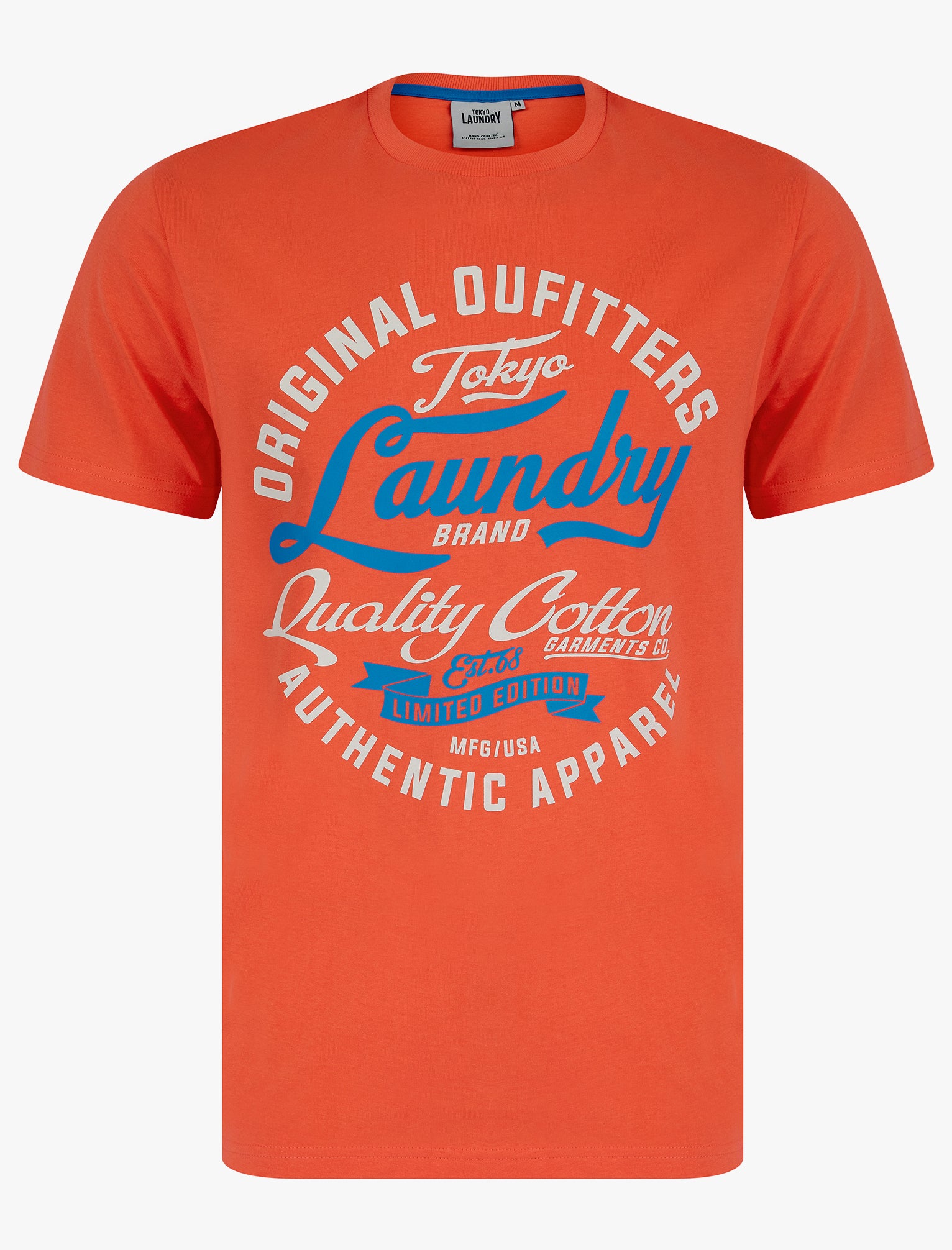 T-Shirts Bruton Vintage Retro Motif Cotton Jersey T-Shirt in Hot Coral / S - Tokyo Laundry