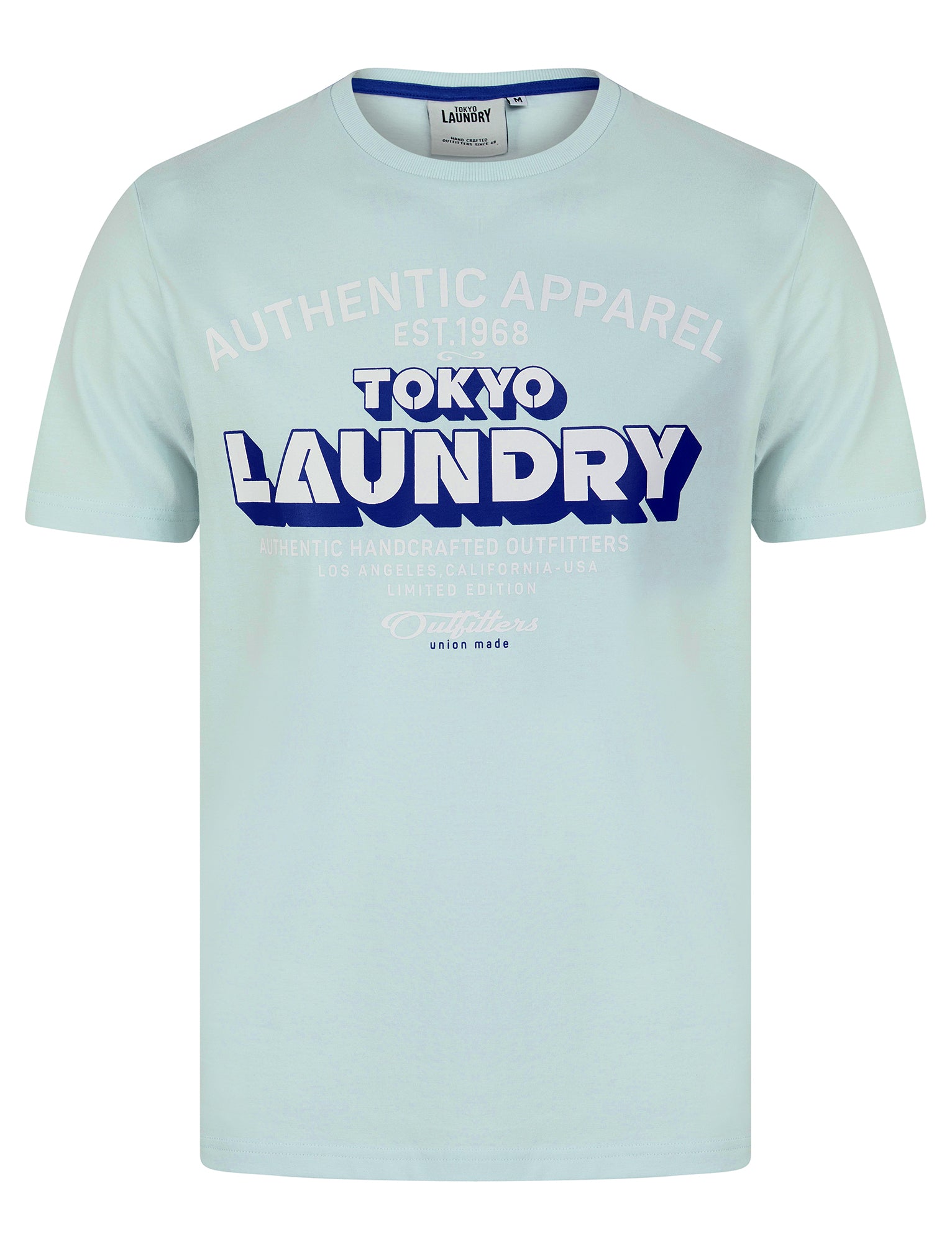 T-Shirts Cyprus Motif Cotton Jersey Crew Neck T-Shirt in Ice Water / S - Tokyo Laundry