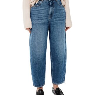 Whistles Petite High Rise Barrel Leg Jeans in Denim