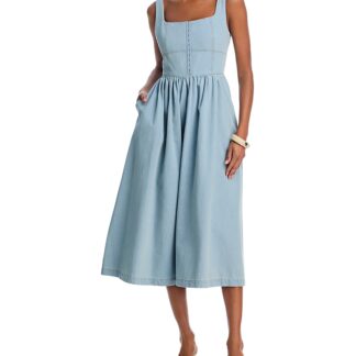 Aqua Denim Tank Midi Dress - Exclusive