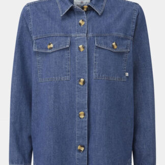 Passenger Womens Coral Denim Long Sleeve Shirt - Dk Blue