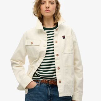 Superdry Women's Pure Cotton Denim Relaxed Utility Jacket - 10 - White, Pink,White