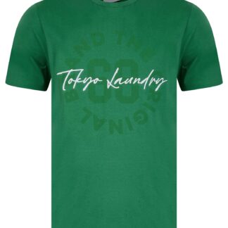 T-Shirts Carcle Embroidery & Print Motif Cotton Jersey T-Shirt in Fir Green / S - Tokyo Laundry