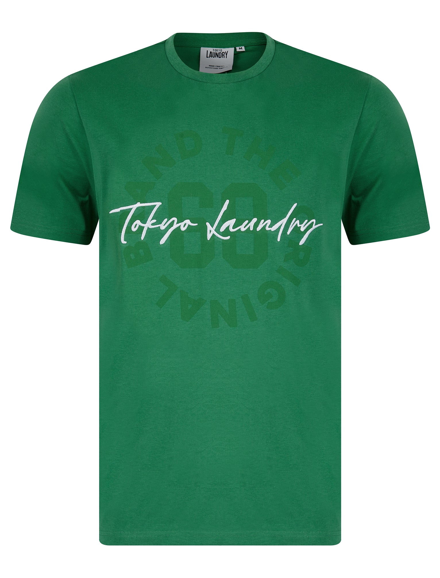 T-Shirts Carcle Embroidery & Print Motif Cotton Jersey T-Shirt in Fir Green / S - Tokyo Laundry