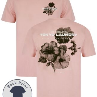 T-Shirts Redact Vintage Retro Reverse Print Cotton Jersey T-Shirt in Zephyr Rose / S - Tokyo Laundry