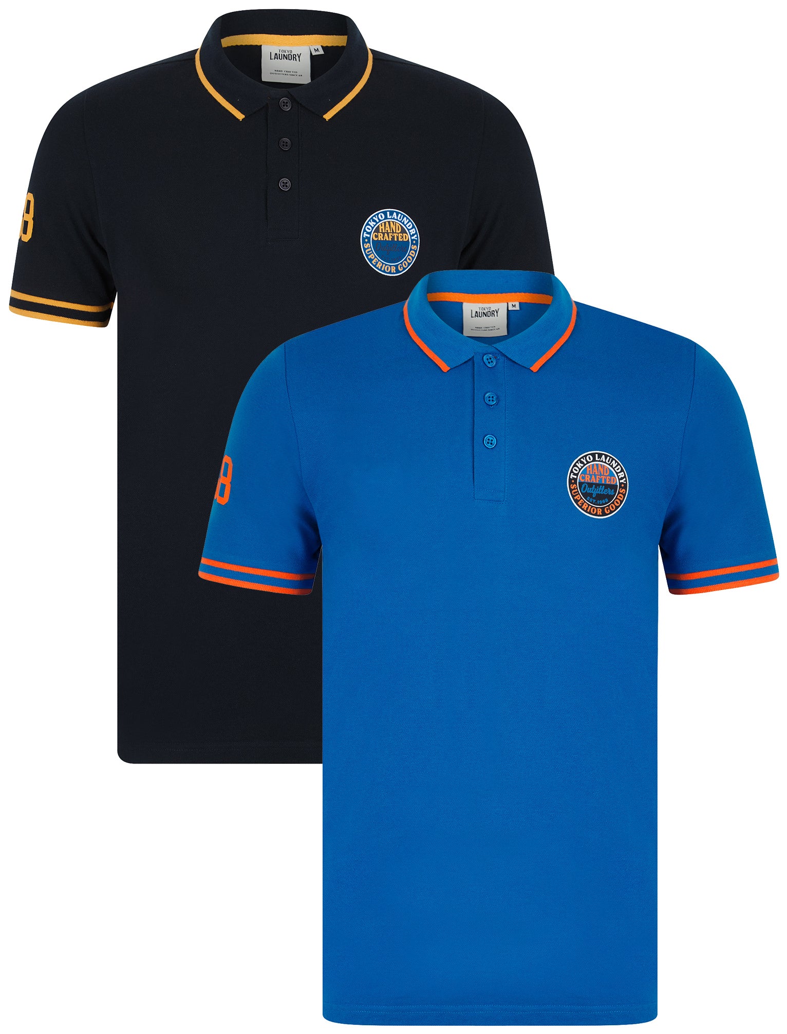 2 Pack Polos Prost (2 Pack) Cotton Pique Polo Shirts in Sky Captain Navy / Jet Blue / S - Tokyo Laundry